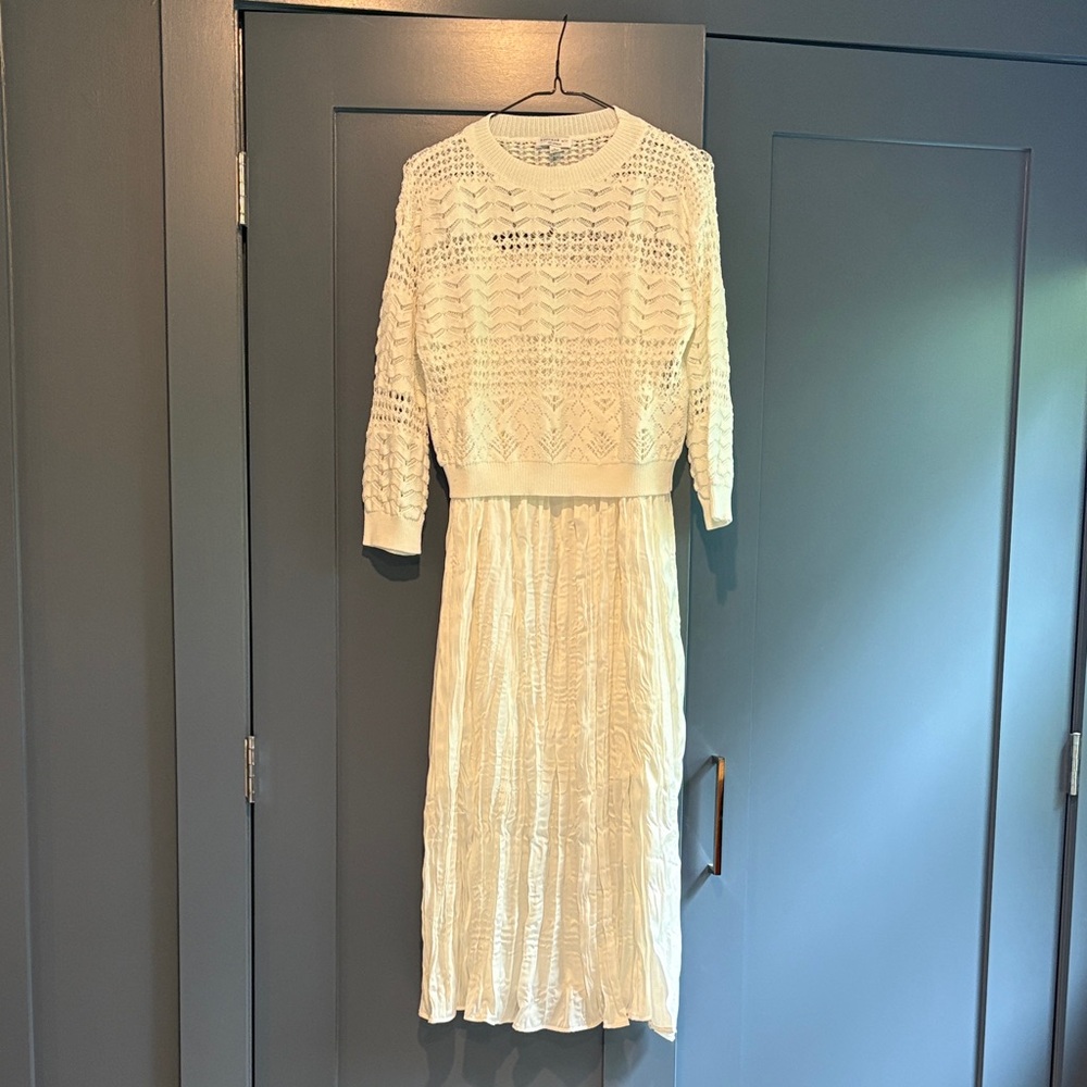 Current Air Cream 3/4  Sleeve Dress-2 piece